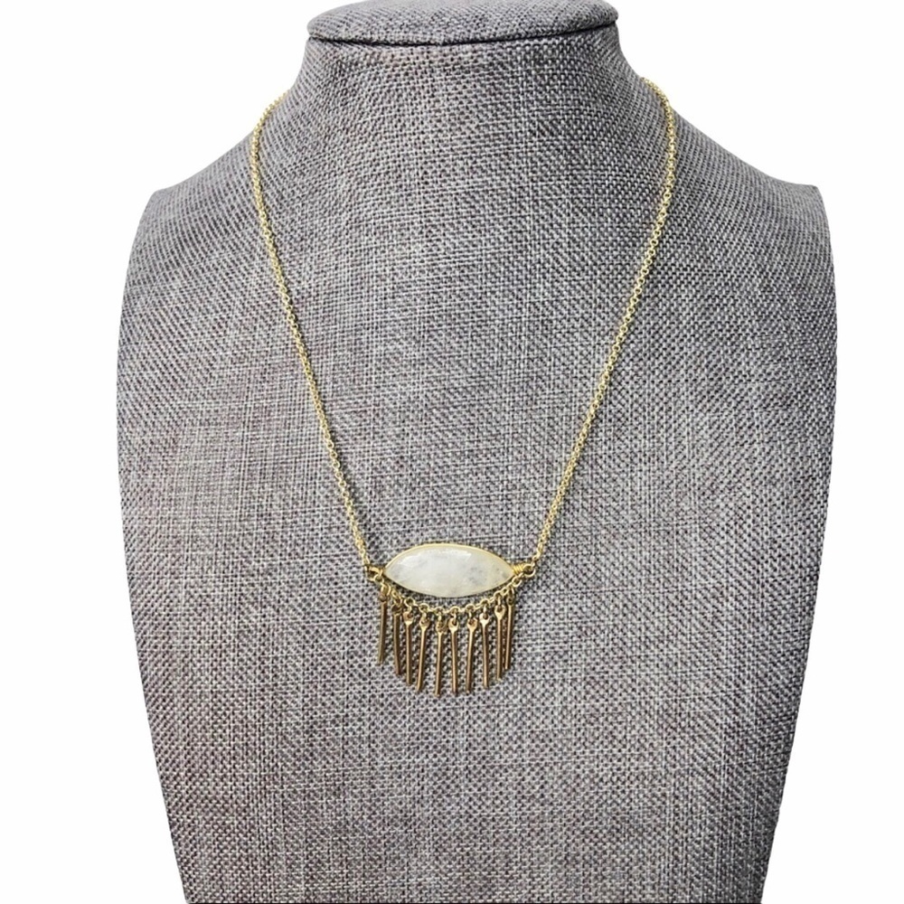 Quartz Stone Eye Fringe Dainty Gold Necklace
